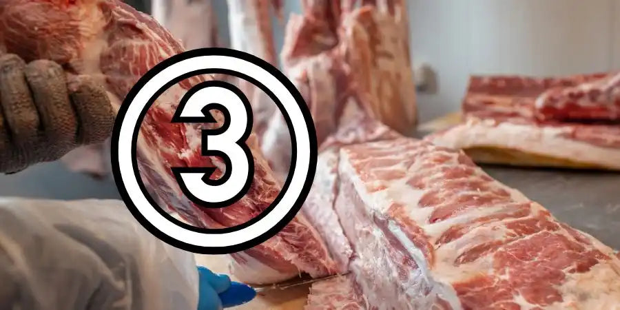 3-ply butcher paper roll with red and white marbled meat texture.